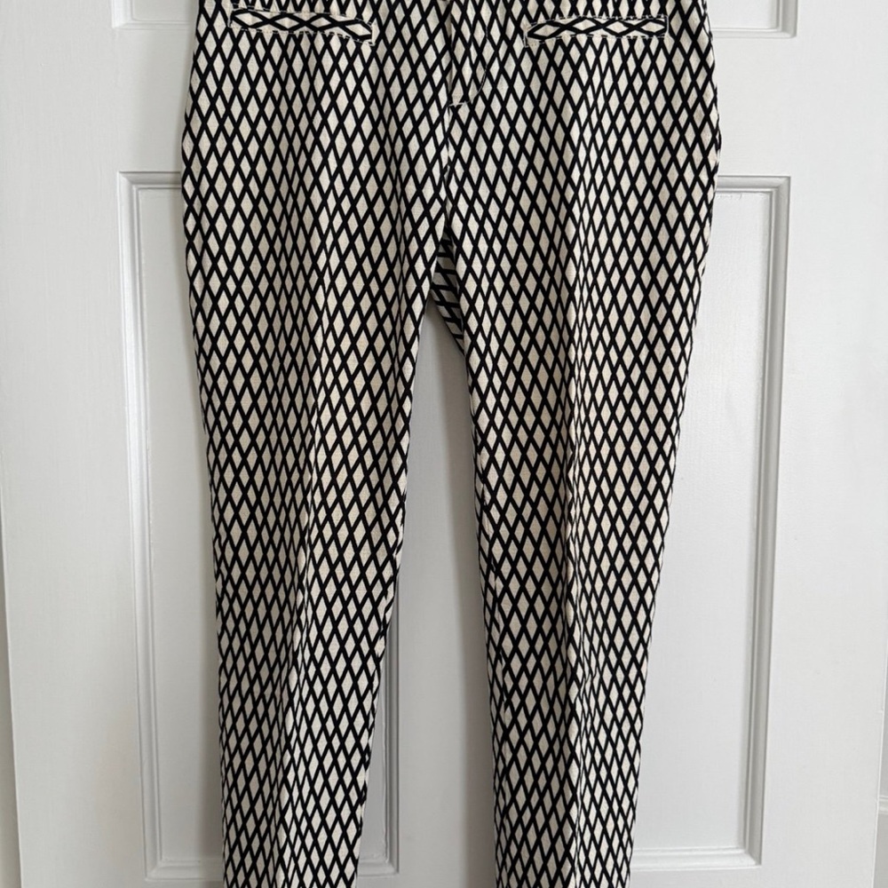 Anthropologie Black and Cream Patterned Ankle Jeans